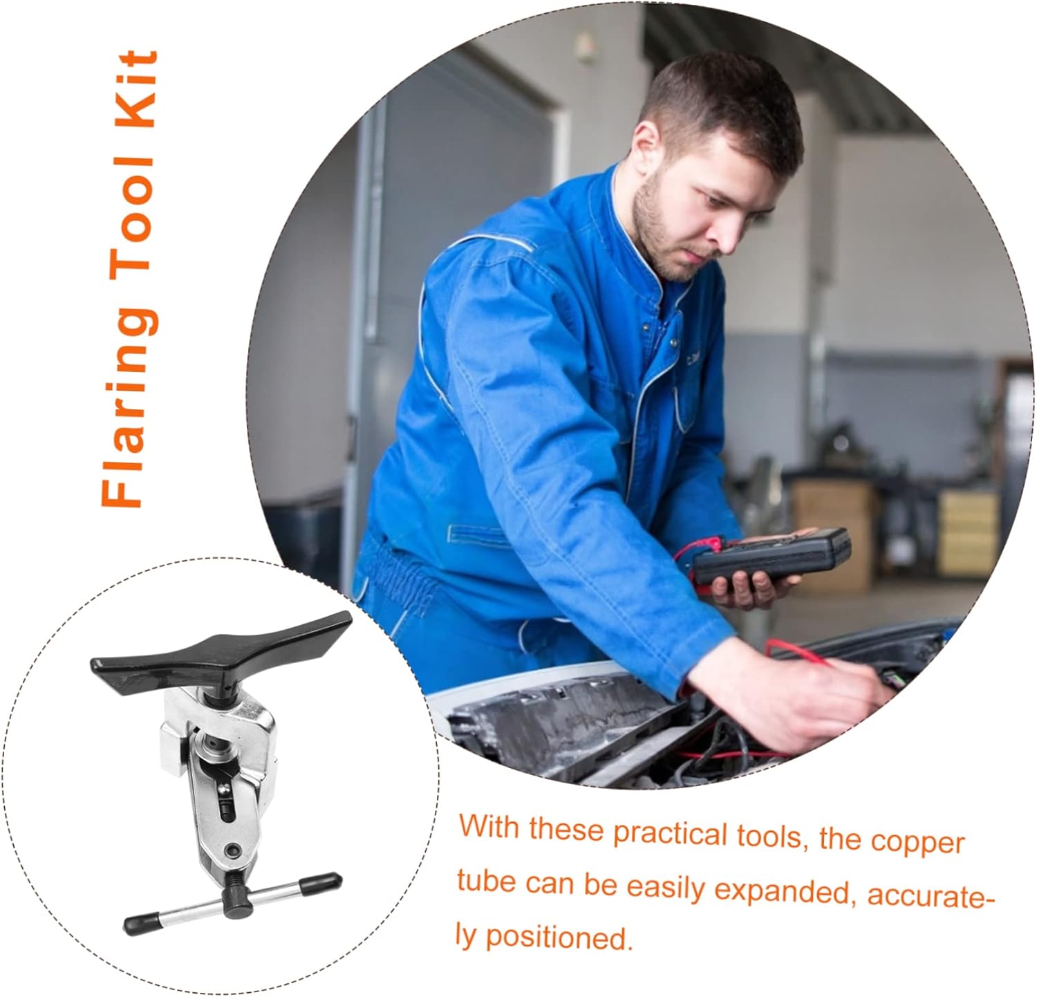Air Conditioner Tubing Flaring Tool Kit HVAC Flaring Tool for Air Conditioning Pipeline Portable Tube Expander for Refrigerator Freezer Maintenance