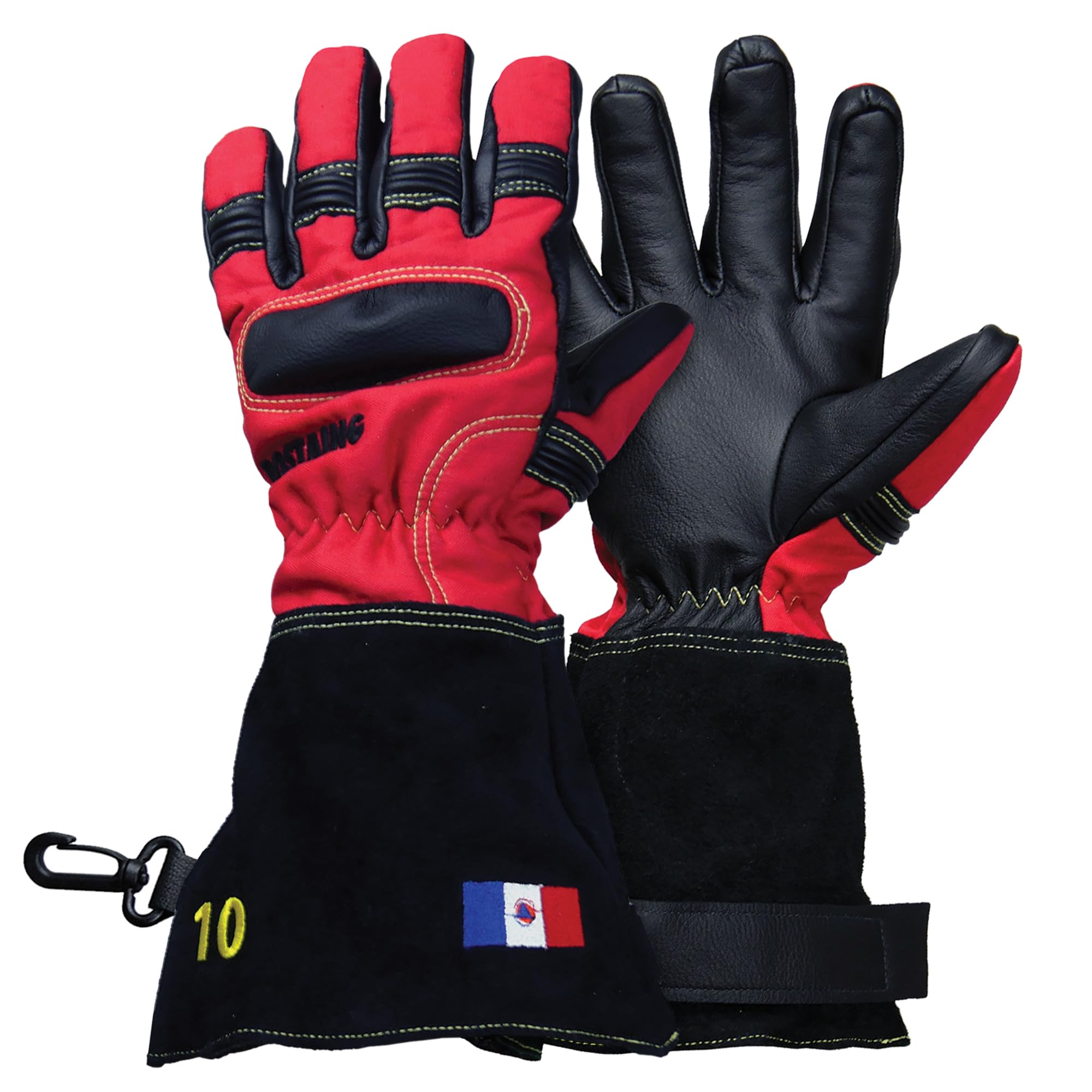 ROSTAING Gant Pompier Pro ATTACK6PEOM-BSC - Paire de Gants pour Sapeurs-Pompiers - Gant Anti Feu - Gant d'Intervention Cuir pour les Feux de Structures - Résistance Chaleur et Coupure - Gant Rouge
