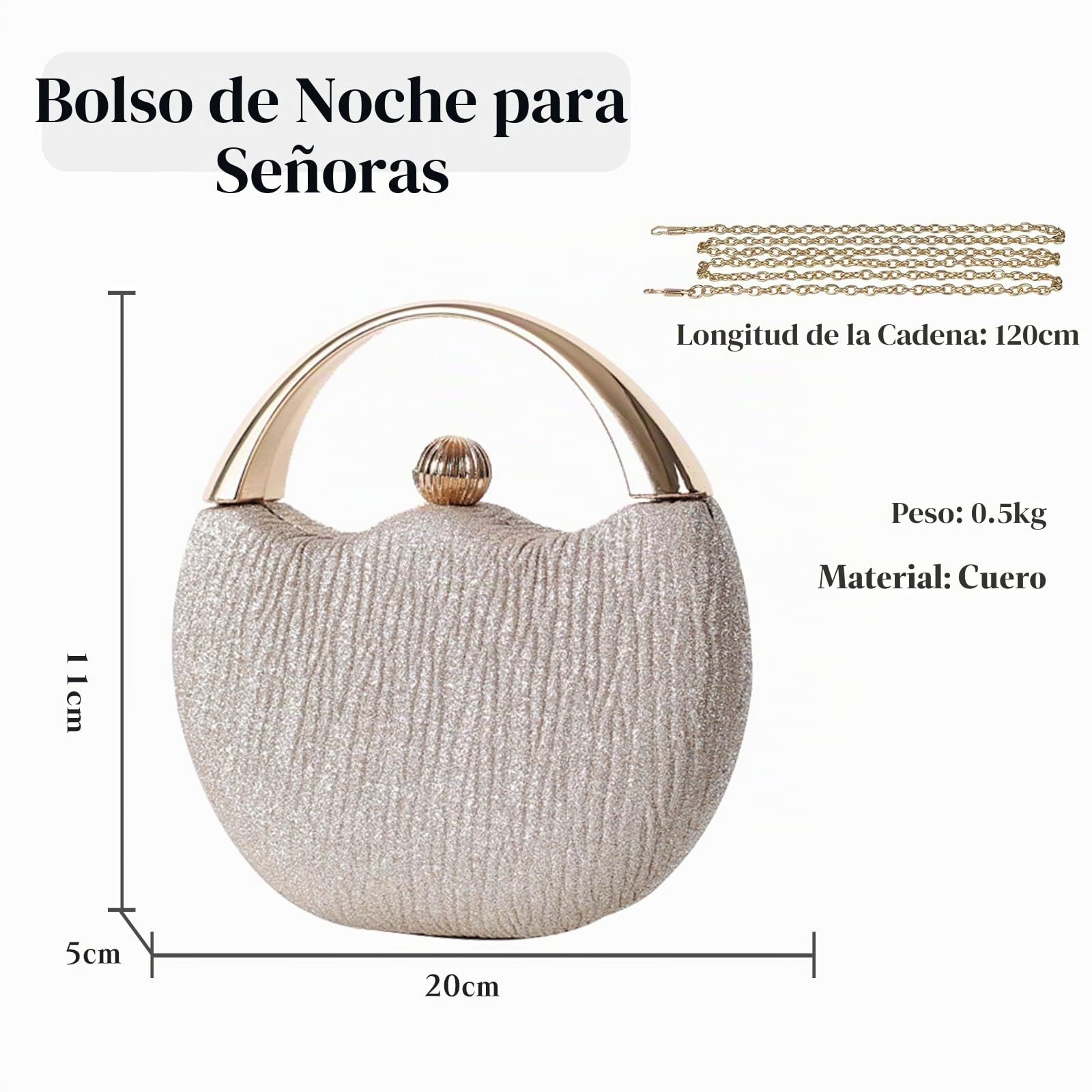 Bolso de Fiesta para Mujer Bolsa de Noche Bolsa de Cadena Brillante Bling Bolso de Mano Bolso Bandolera Elegante Bolso de Hombro para Fiesta de Graduación Boda Banquete Dorado