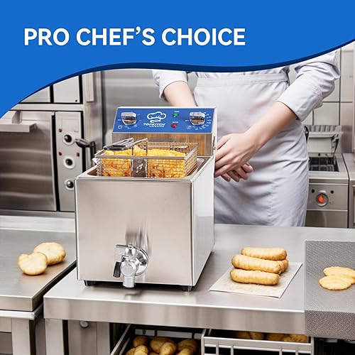 Miniatura 4 de Freidora Eléctrica de 6.3 Qt con Drenaje de Aceite, Temporizador de 30 Minutos, Tanque de Aceite con Formación por Estiramiento, Tapa y Cesta de