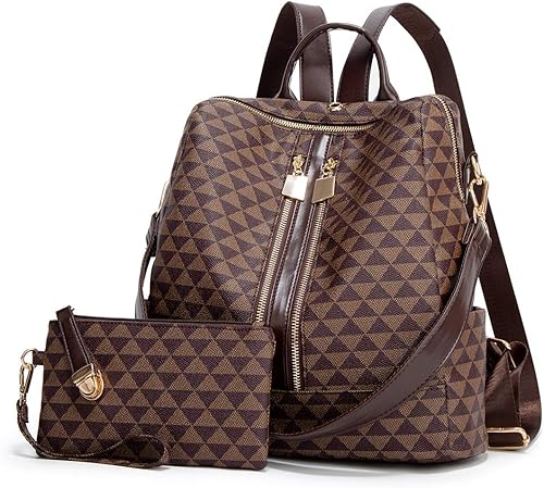 Makes - Mochila multiusos para mujer, de piel sintética, y diseño convertible con monedero, 2 piezas