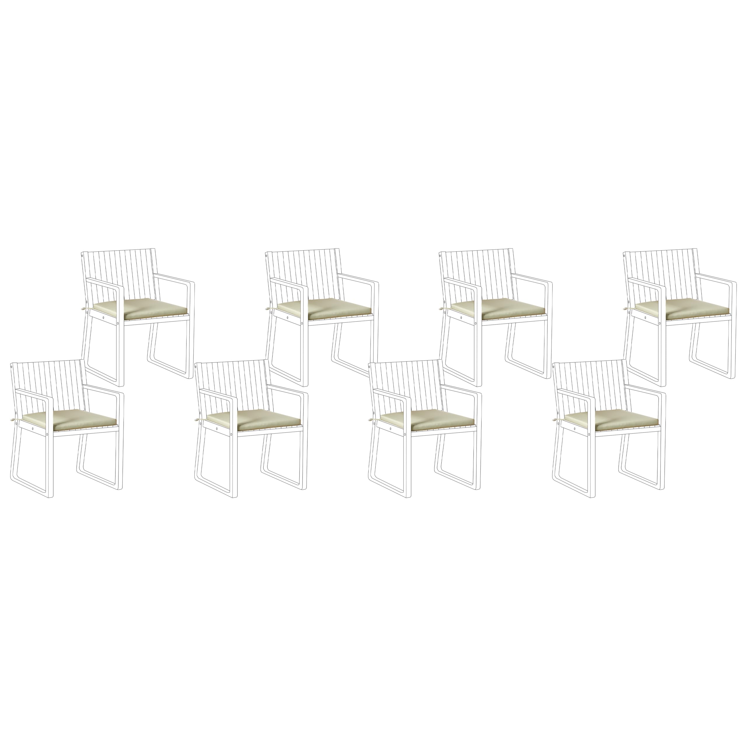 Beliani Lot 8 Coussins de Siège pour Chaises de Jardin Résistant aux UV en Tissu Polyester Vert Clair Sassari Premium