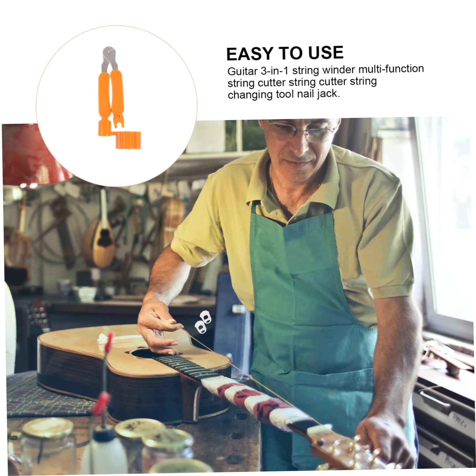 Totority Guitar Maintenance Essential String Cutters Winders Bridge Pin Pullers Scissors for Guitars Basses Banjos Ukuleles