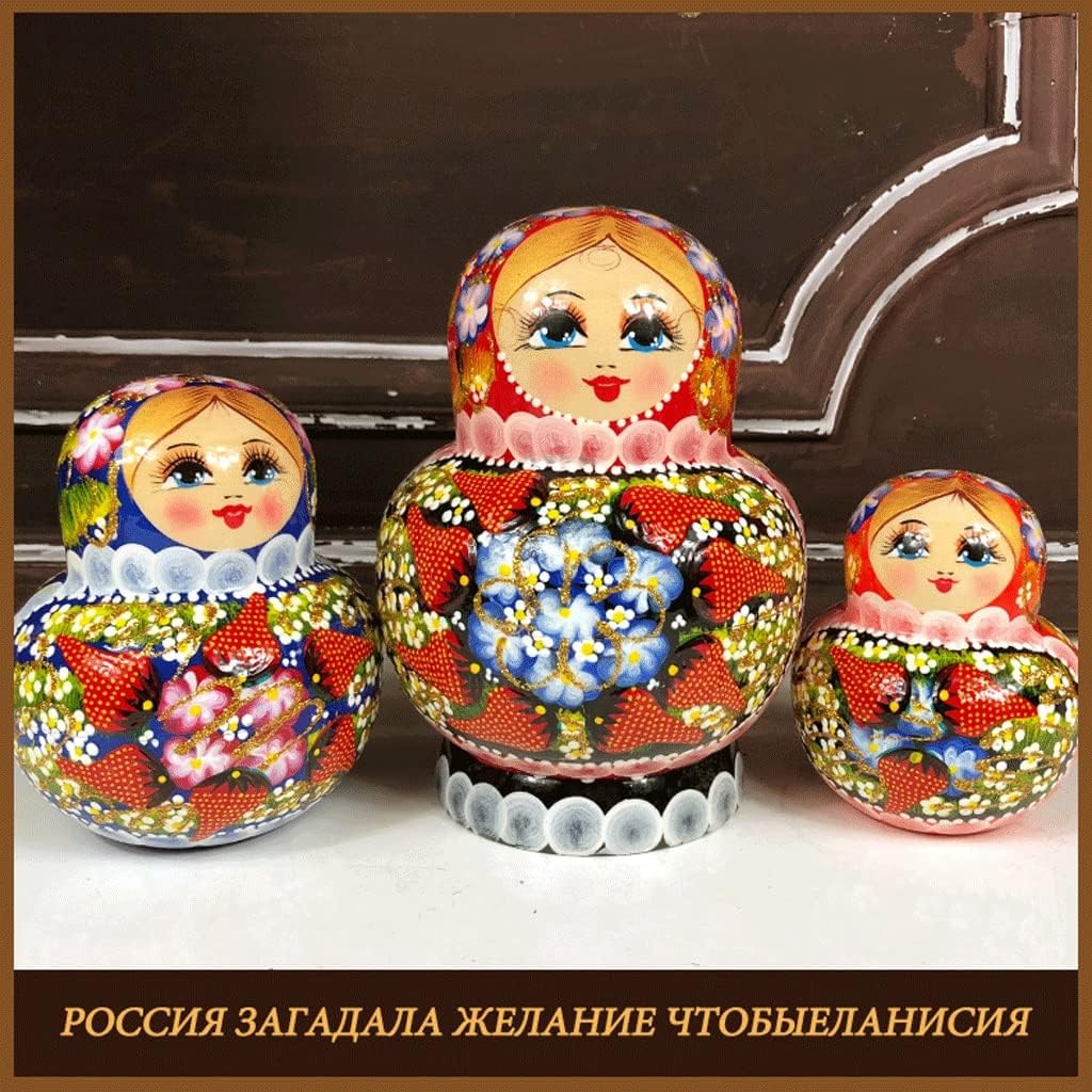 Traditional Matryoshka 15-Piece Russian Nesting Dolls Toy Home Furnishing Room Decoration Halloween Blessing Gift