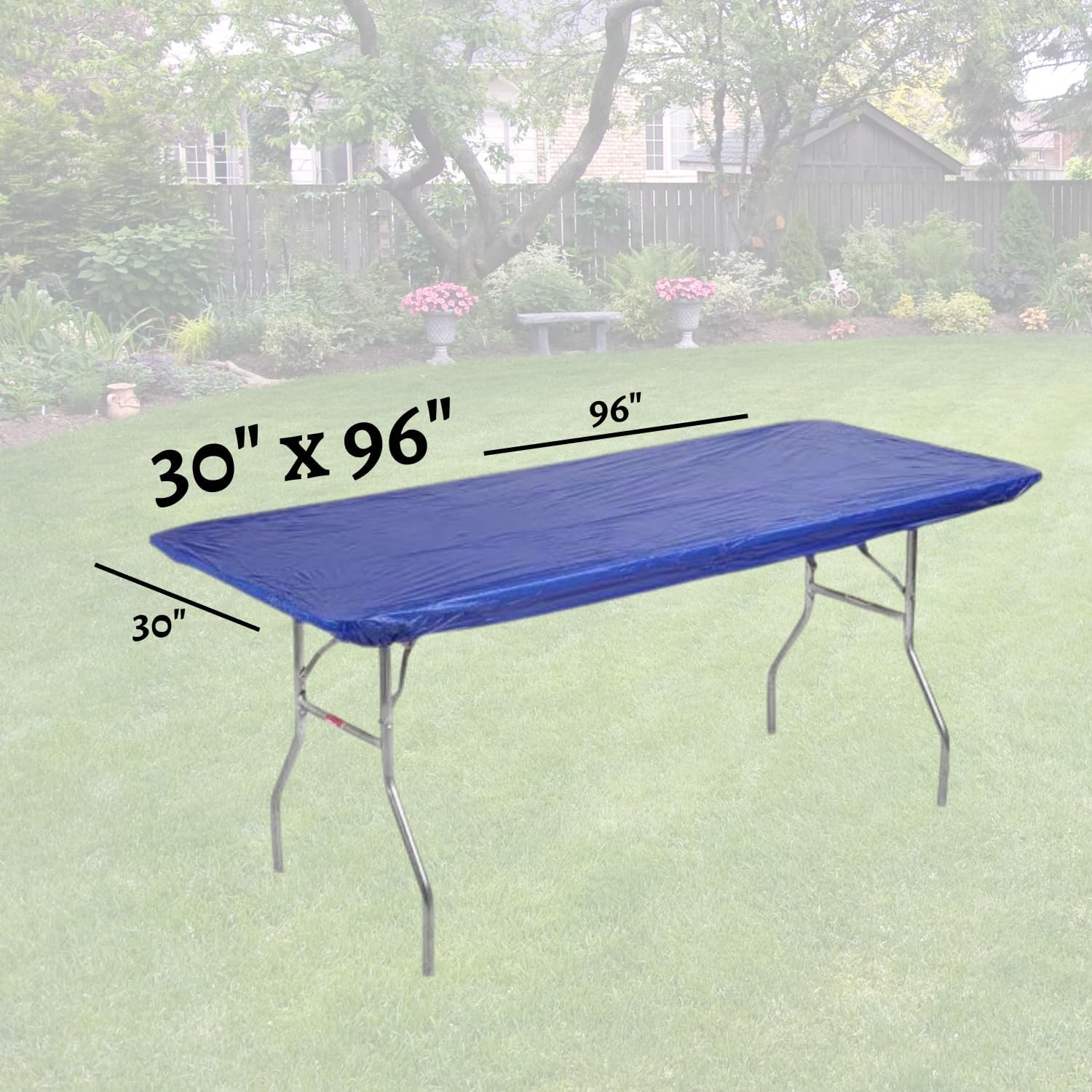 Kwik-Covers 8' Rectangular Plastic Table Covers 30" x 96" (8 Feet), (10 Pack, Royal Blue)