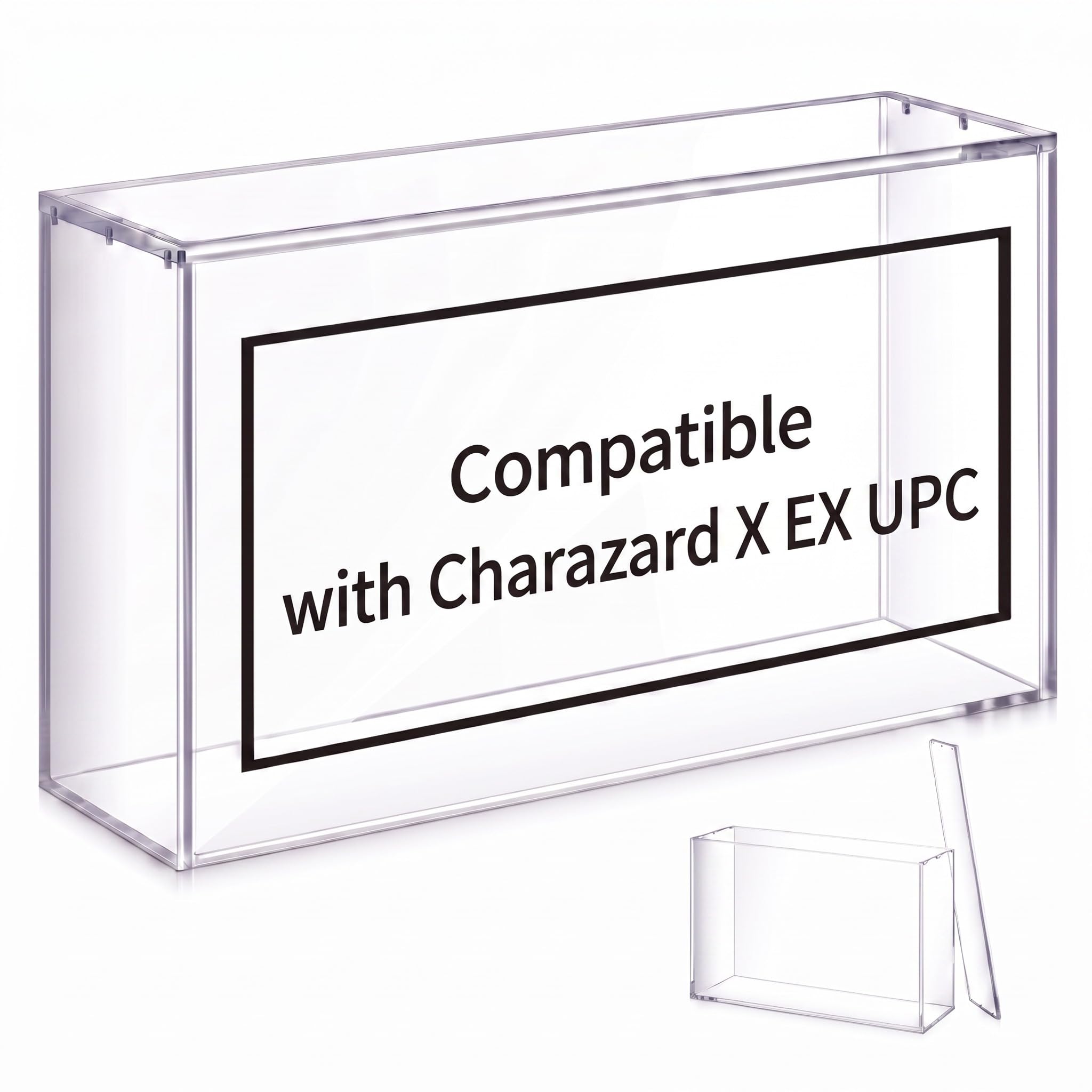 Cinnvoice 2 Pcs Acrylic Magnetic Case Booster Box Protective Case Stackable 4mm Thick Magnetic Closure Gifts for Collectors, Cards Not Included (Compatible with Charizard X ex UPC)