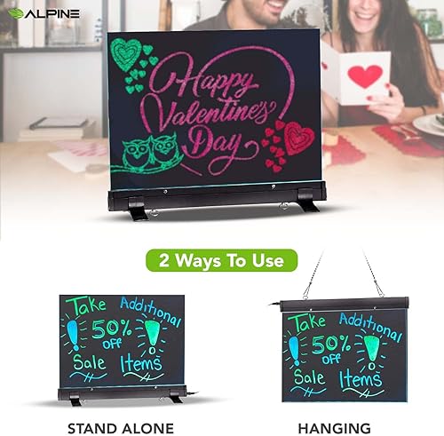 Miniatura 3 de Alpine Industries Tablero de mensajes borrable LED intermitente con panel de escritura acrílico y soporte (12 x 16 pulgadas)