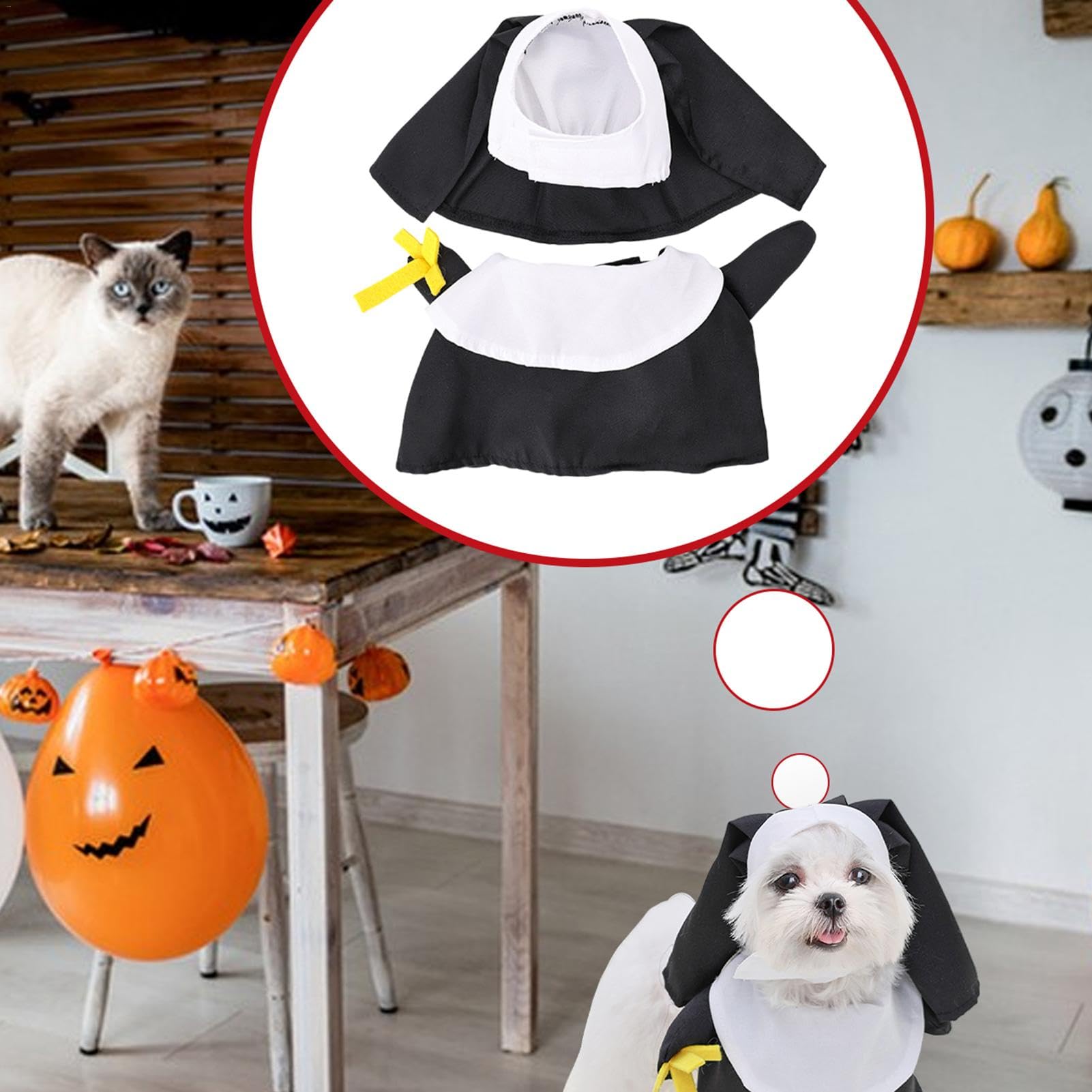 HOTUMN Nonne Halloween-Kostüm Für Kleine Hunde & Katzen – Inkl. Kleid & Hut, Verstellbar