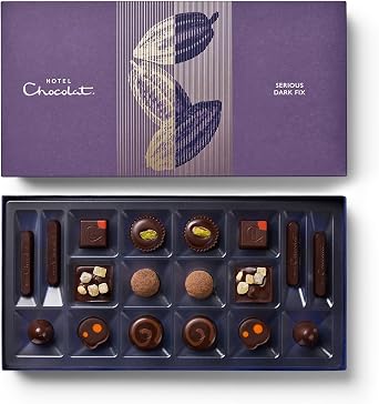 Hotel Chocolat Serious Dark Chocolate Box, Dark Chocolate Gift 18 piece