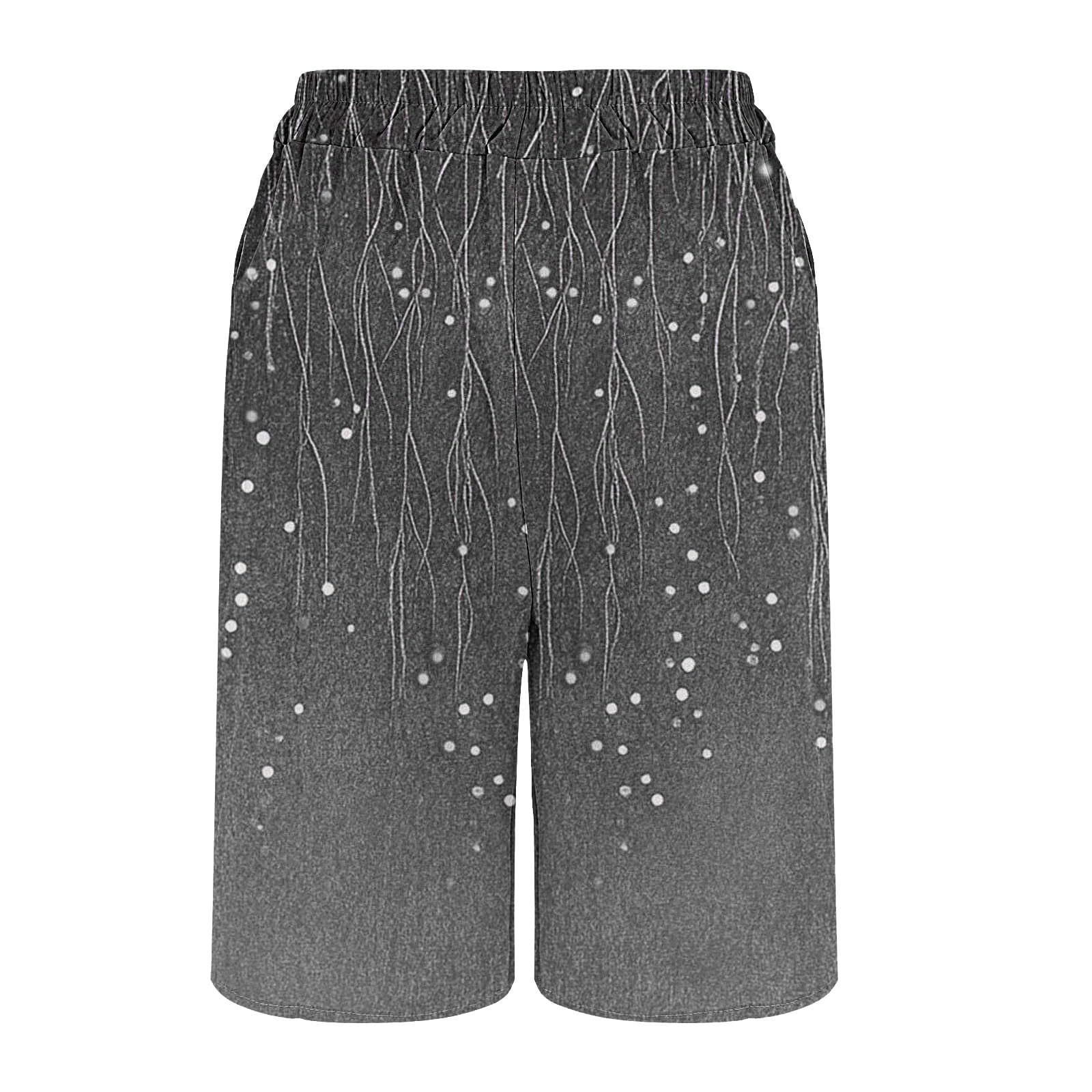Generisch Short de sport en lin de coton pour femme, coupe ample, longueur genou, short d'entraînement décontracté avec jambes larges et taille élastique