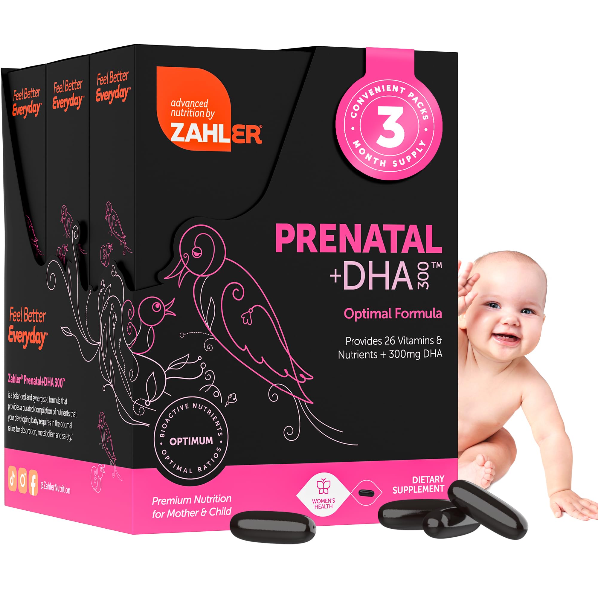 Prenatal Vitamin with DHA & Folate - DHA Supplements & Prenatal Multivitamin for Mother and Child - Kosher Prenatal DHA Prenatal Vitamins with Iron, Pre Natal Softgels (180 Count (Pack of 1))