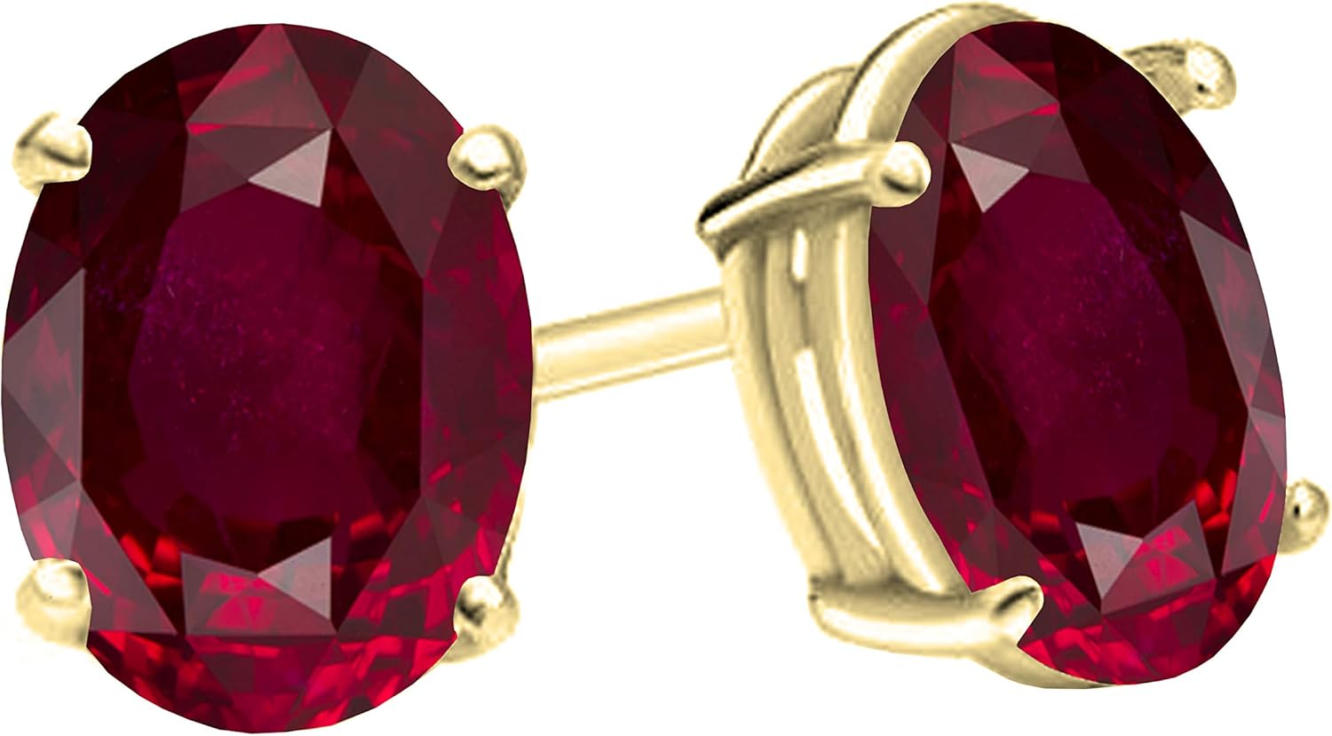 Dazzlingrock Collection 6x4mm each Oval Gemstone Solitaire Stud Earrings for Women in Solid Gold