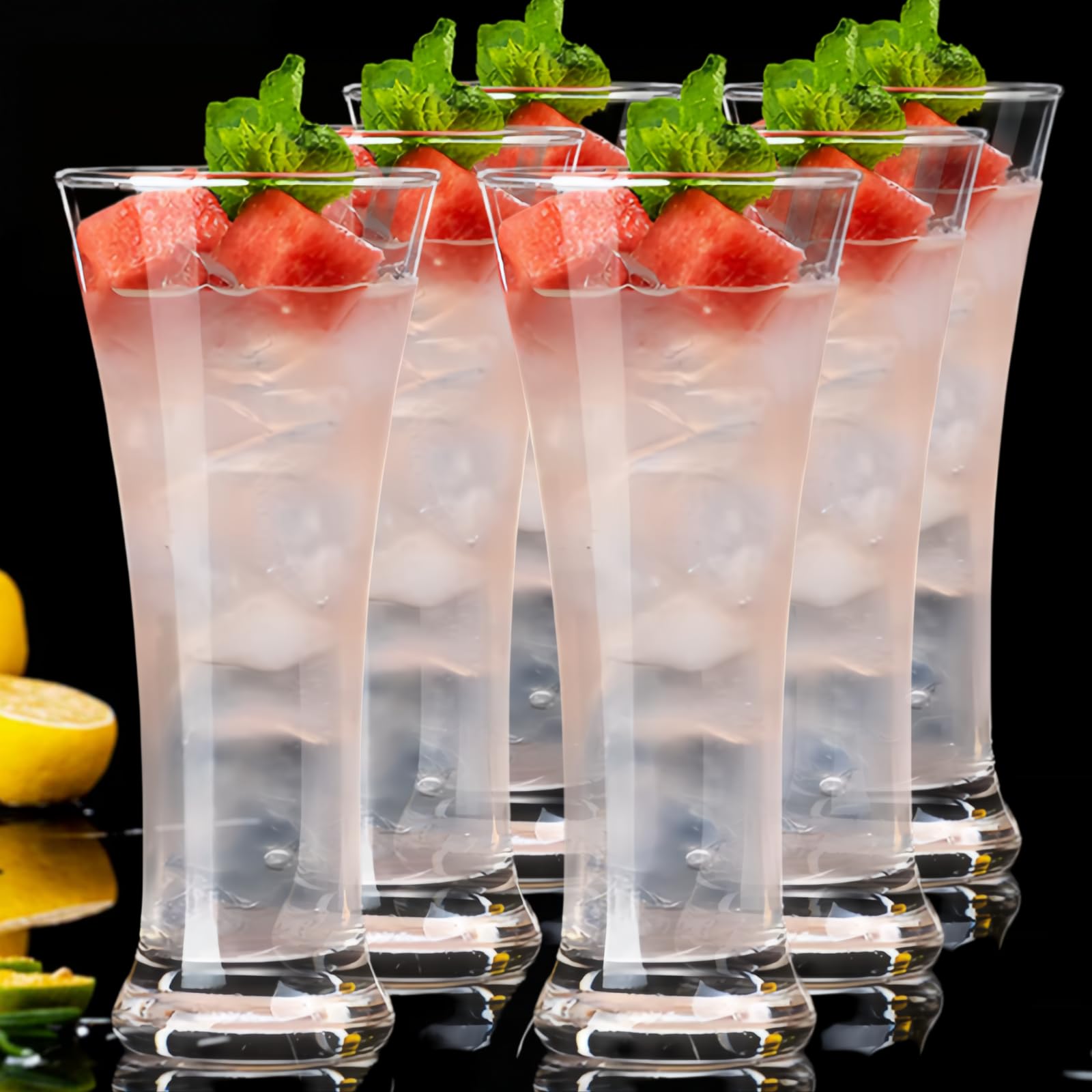 Sanduhr-Highball-Gläser, 340 ml, kristallklares, hohes Cocktailglas, schmale Taille, Longdrink-Glasbecher für Eiskaffee, Früchtetee, Saft, Cocktails, Bar und Zuhause, 6 Stück