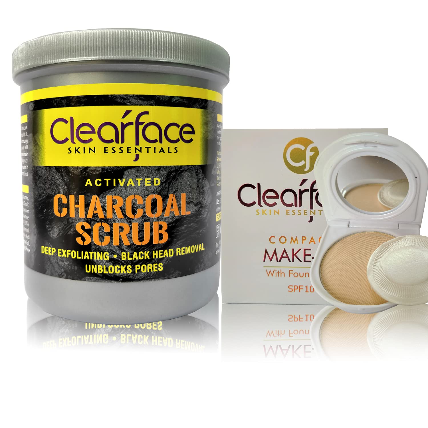 ClearFace Compact With Activated Charcoal Scrub For Deep Cleansing/Skincare Combo (520g)