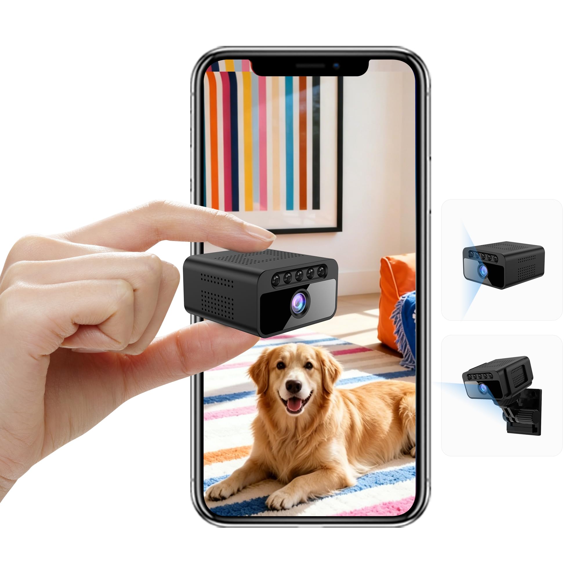 AOBOCAM Cámara Espía 4K Mini WiFi para Interior/Exterior, Visión Nocturna, Detección de Movimiento, App Móvil iOS/Android, 2.4GHz, para Casa/Oficina/Coche