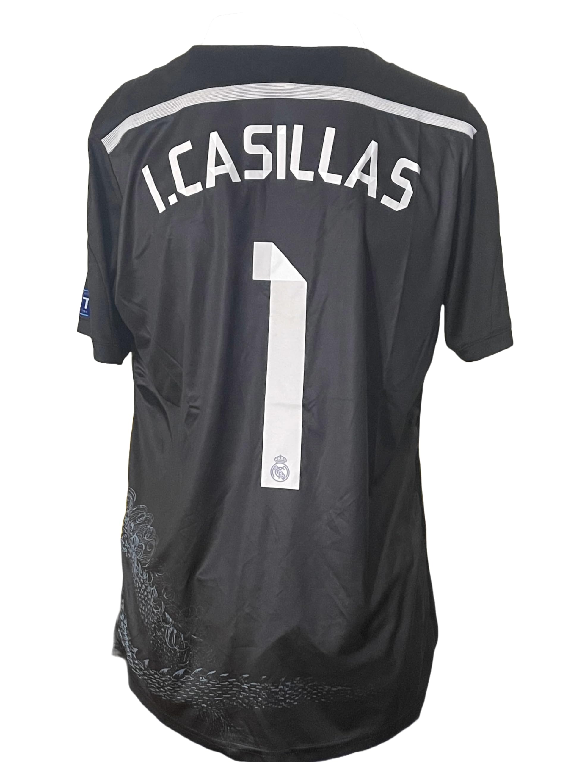 Madrid Casillas 2014 Soccer Football Club Team Mens Black Size 2XL Third Jersey