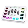 FIFINE Audio Interface with RGB Lights,Slider Fader for Podcast Streaming Gaming,PC Audio Mixer,Stream Deck with XLR Microphone Input,Voice Effects for Music Recording,Video Creating-SC3 White