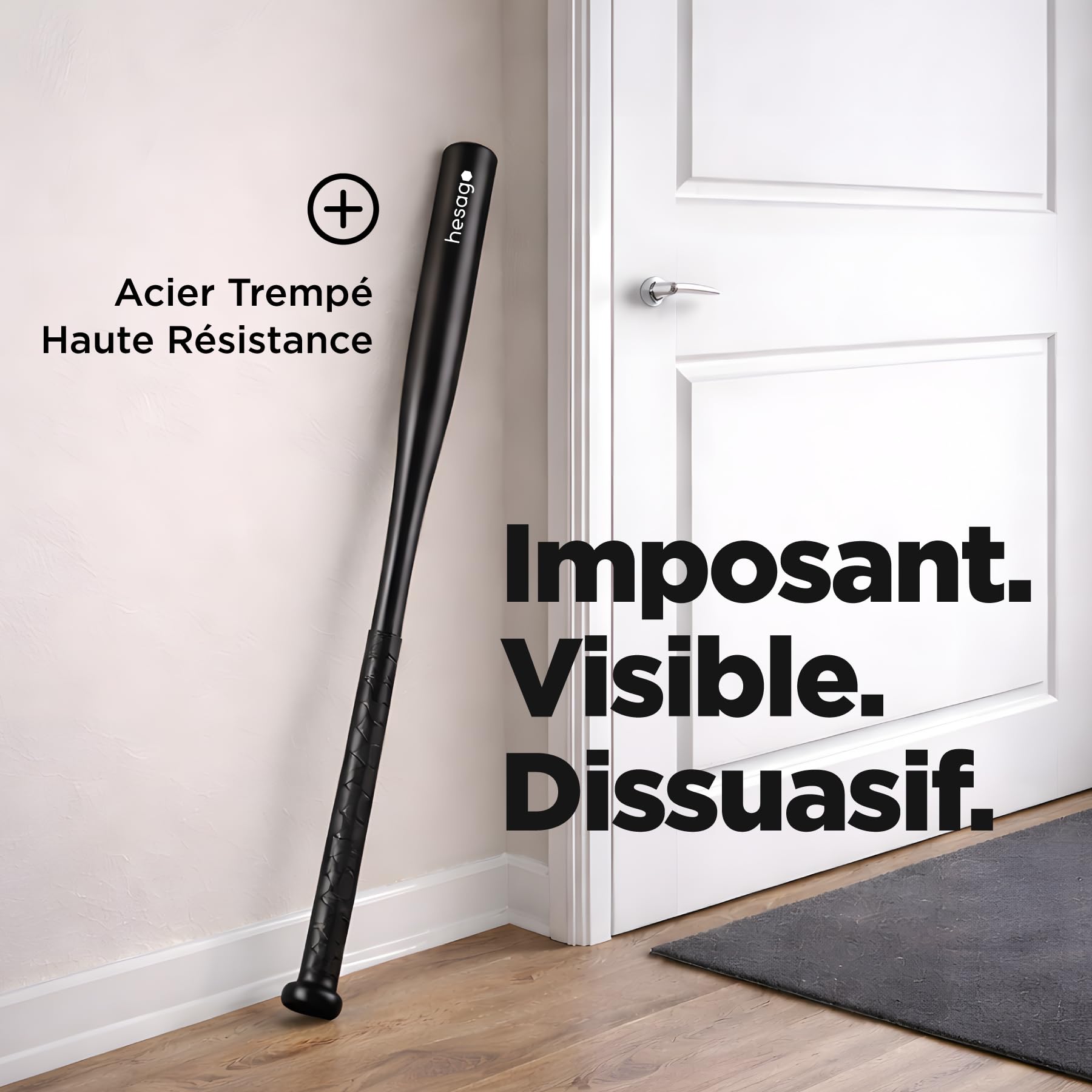 Hardstrike Batte de Baseball en Acier Trempé – Finition Noir Mat – Poignée Antidérapante avec Bande Enroulée – Housse en Flanelle Incluse - 4