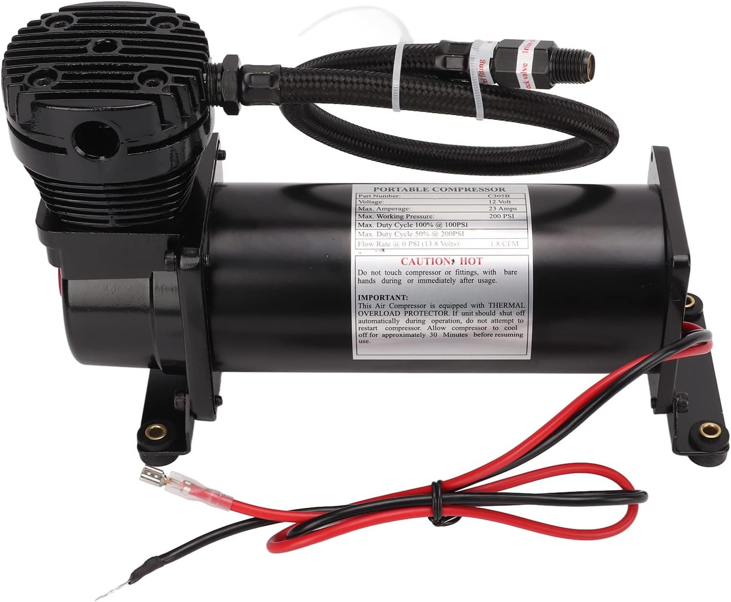 200 PSI Air Compressor Quick Response Heavy Duty Air Compressor Copper Wire 12V 23A Suspension for Vehicles Yachts Boats