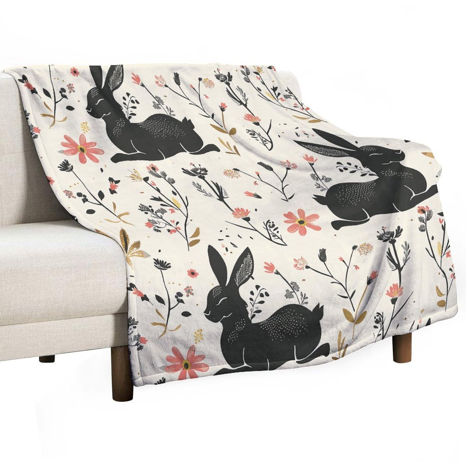 Couverture en flanelle anti-peluche motif lapin pour en finir avec le froid