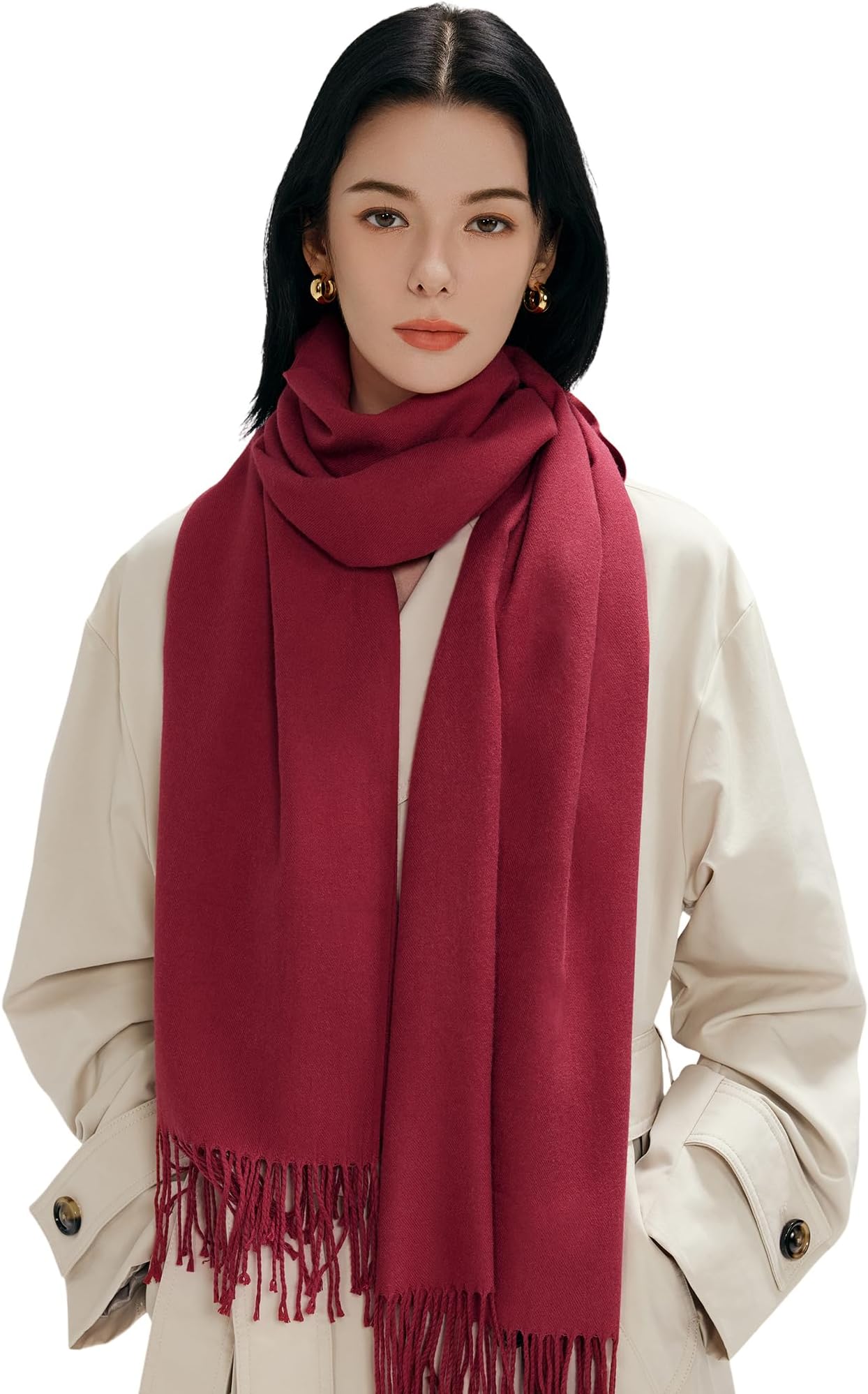 Womens Large Soft Cashmere Feel Pashmina Shawls Wraps Light Scarf, 12