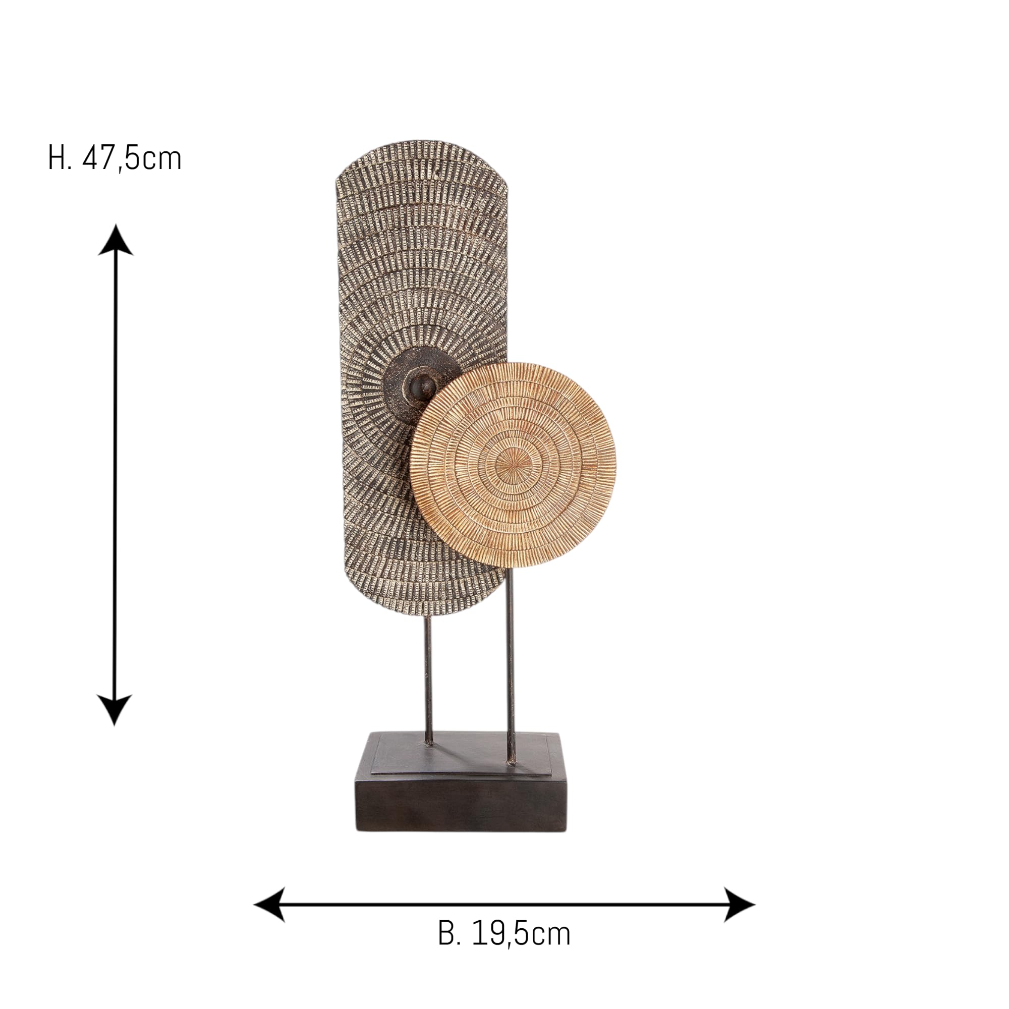 GILDE Poly Skulptur Carve auf Sockel - Dekorative Figuren - Deko Statue Wohnzimmer - Büro Dekoration Braun - Höhe 47,5 cm, Naturfarben