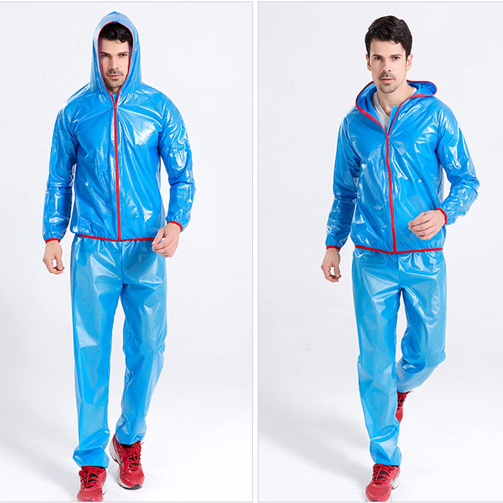 Chubasquero Moto, Chubasquero Hombre Running, Chubasquero Running Hombre, Reutilizable Chubasquero Hombre Mujer Ligero, para Exterior,Senderismo,Azul,XL