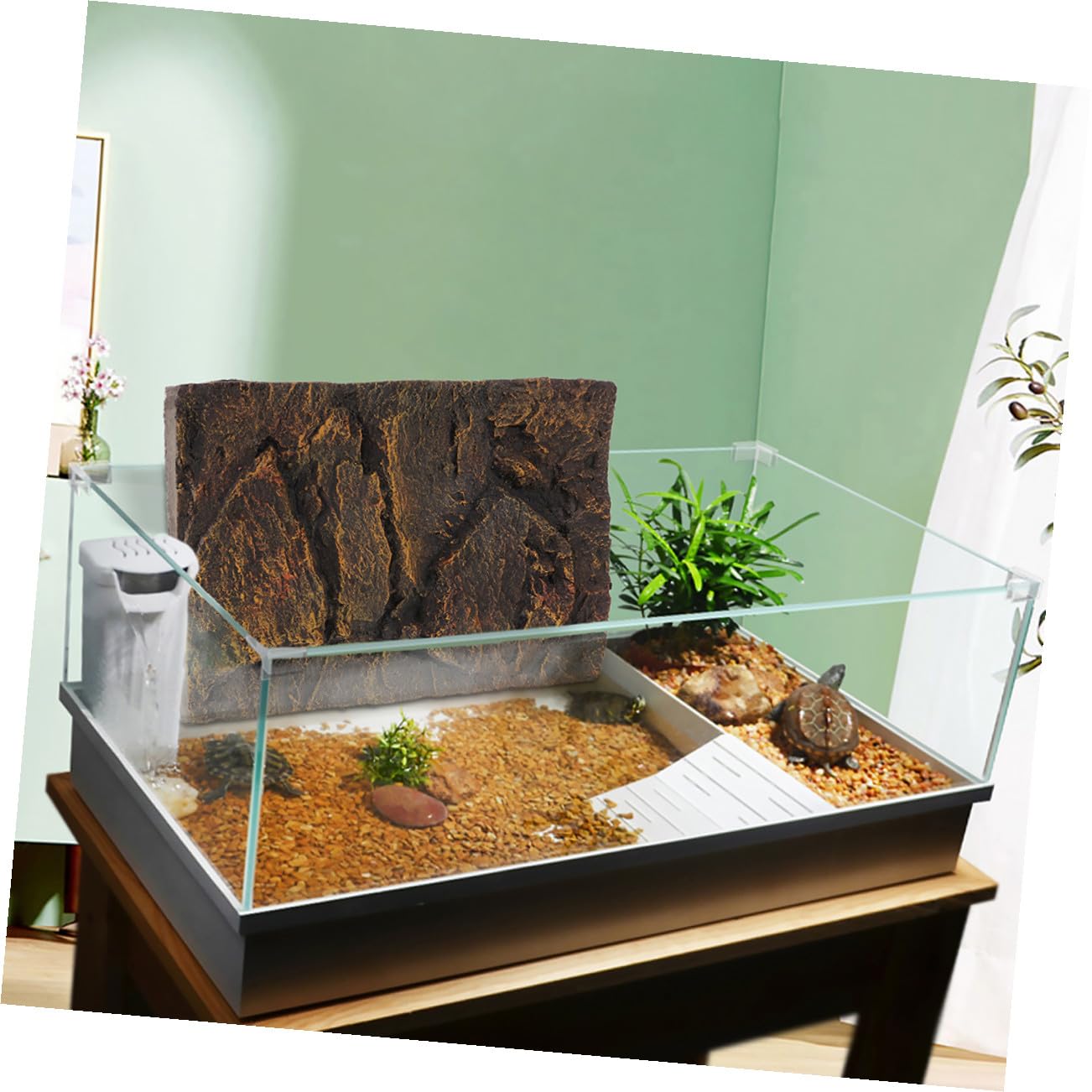 Abaodam Fondo Decorativo para Decoración y Ambiente Natural para Acuario y Terrario de Tortugas 2 Piezas de PU Alta Simulación