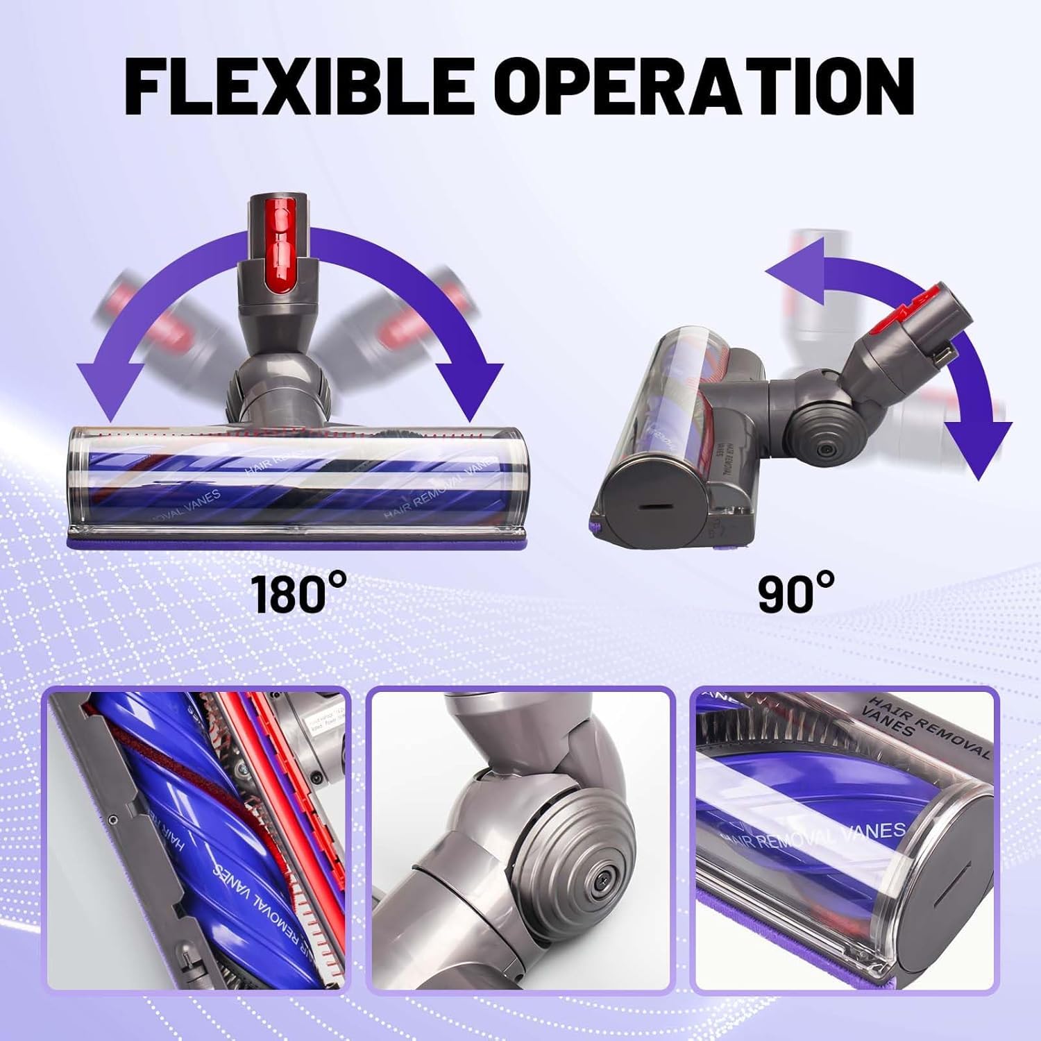 Cabezal de Cepillo de Repuesto Anti-Enredos Compatible para Dyson Aspiradoras V7 V8 V10 V11 V15 SV10 SV11 SV12 SV14, Accesorio Recambios, Cepillo Motorizado para Alfombras y Suelos Duros