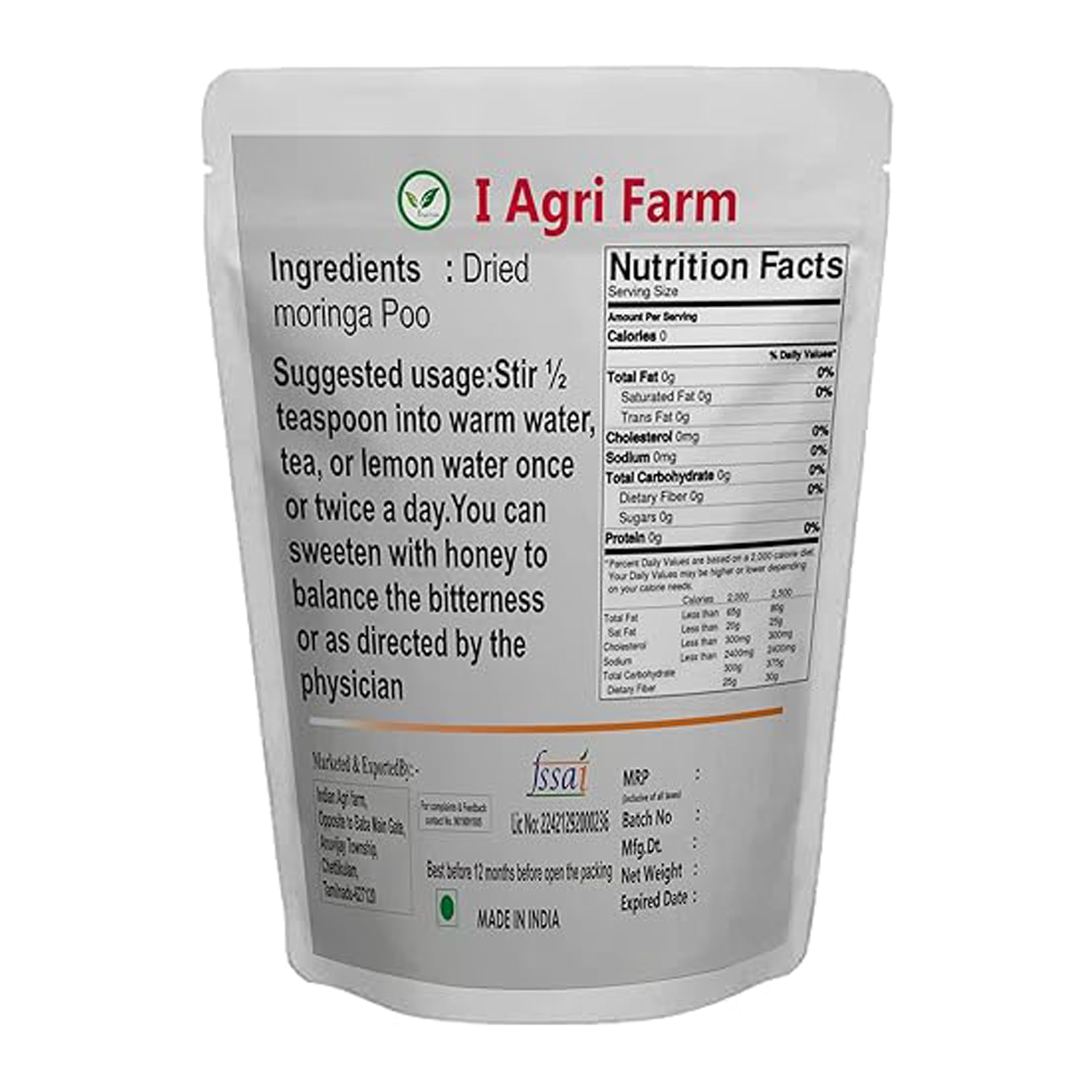 Iagrifarm Dried moringa Poo Powder/Drumstick Poo - 100 gram - moringa Poo Powder — Amazon image 2