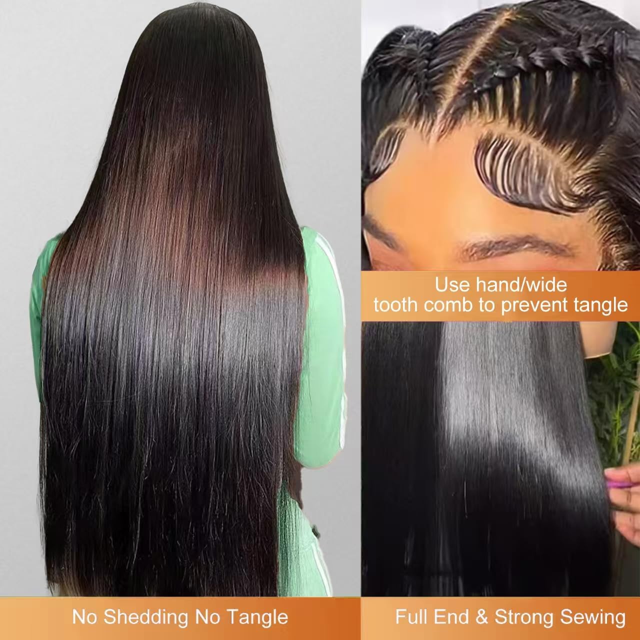 Lace Frontal Wig Straight Pre Plucked 200 Density HD Lace 22 Inch 13x6 black