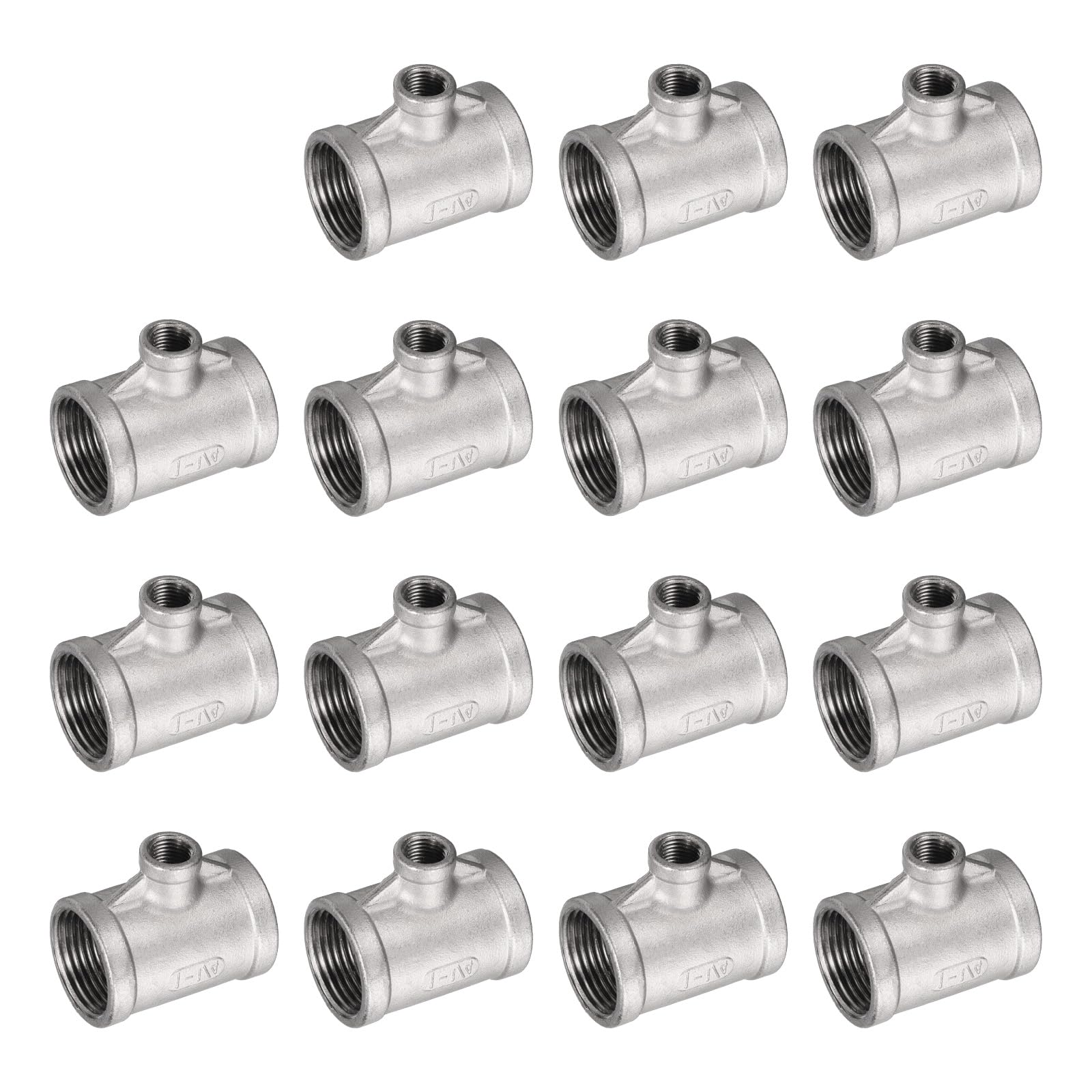 QUARKZMAN Accesorio De Tubería De Acero Inoxidable 304 Fundido 1 BSPT x 1/4 BSPT x 1 BSPT Tee Hembra Conector De 3 Vías Acoplador 15pcs