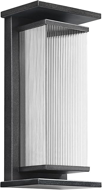 Outdoor Wall Lamp with Clear Glass Casing for Garage Doorway Entryway Patio, Waterproof Exterior Wall Light Fixtures with E26 Base Socket, 1-Pack (Modern Black)