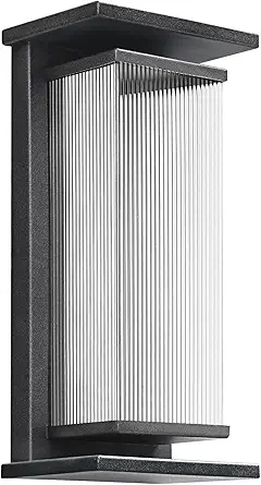 Outdoor Wall Lamp with Clear Glass Casing for Garage Doorway Entryway Patio, Waterproof Exterior Wall Light Fixtures with E26 Base Socket, 1-Pack (Modern Black)