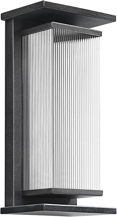 Outdoor Wall Lamp with Clear Glass Casing for Garage Doorway Entryway Patio, Waterproof Exterior Wall Light Fixtures with E26 Base Socket, 1-Pack (Modern Black)