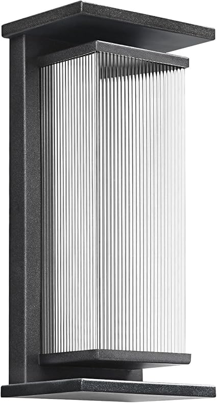 Outdoor Wall Lamp with Clear Glass Casing for Garage Doorway Entryway Patio, Waterproof Exterior Wall Light Fixtures with E26 Base Socket, 1-Pack (Modern Black)