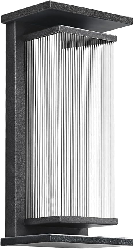 Outdoor Wall Lamp with Clear Glass Casing for Garage Doorway Entryway Patio, Waterproof Exterior Wall Light Fixtures with E26 Base Socket, 1-Pack (Modern Black)