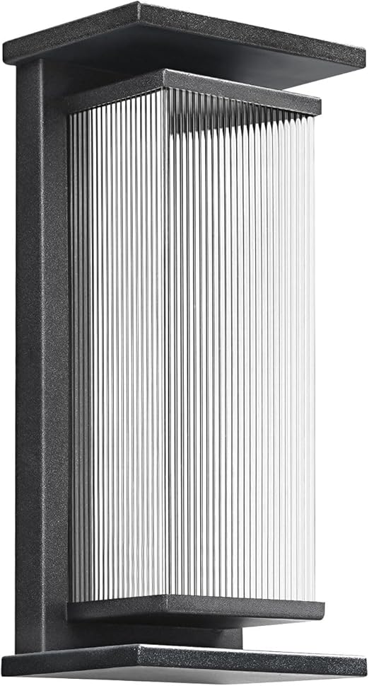 Outdoor Wall Lamp with Clear Glass Casing for Garage Doorway Entryway Patio, Waterproof Exterior Wall Light Fixtures with E26 Base Socket, 1-Pack (Modern Black)