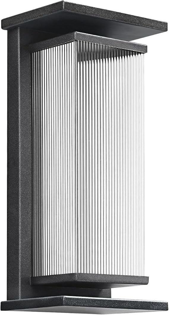 Outdoor Wall Lamp with Clear Glass Casing for Garage Doorway Entryway Patio, Waterproof Exterior Wall Light Fixtures with E26 Base Socket, 1-Pack (Modern Black)