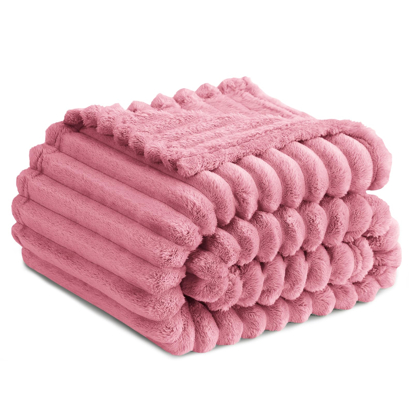 RUIKASI Kuscheldecke Flauschig Decke Rosa - 150x200cm Fleecedecke Sofadecke Couchdecke für Wohnzimmer Deko Tagesdecke Blanket, Weiche Wolldecke Warme Korddecke als Wohn- & Kuscheldecken