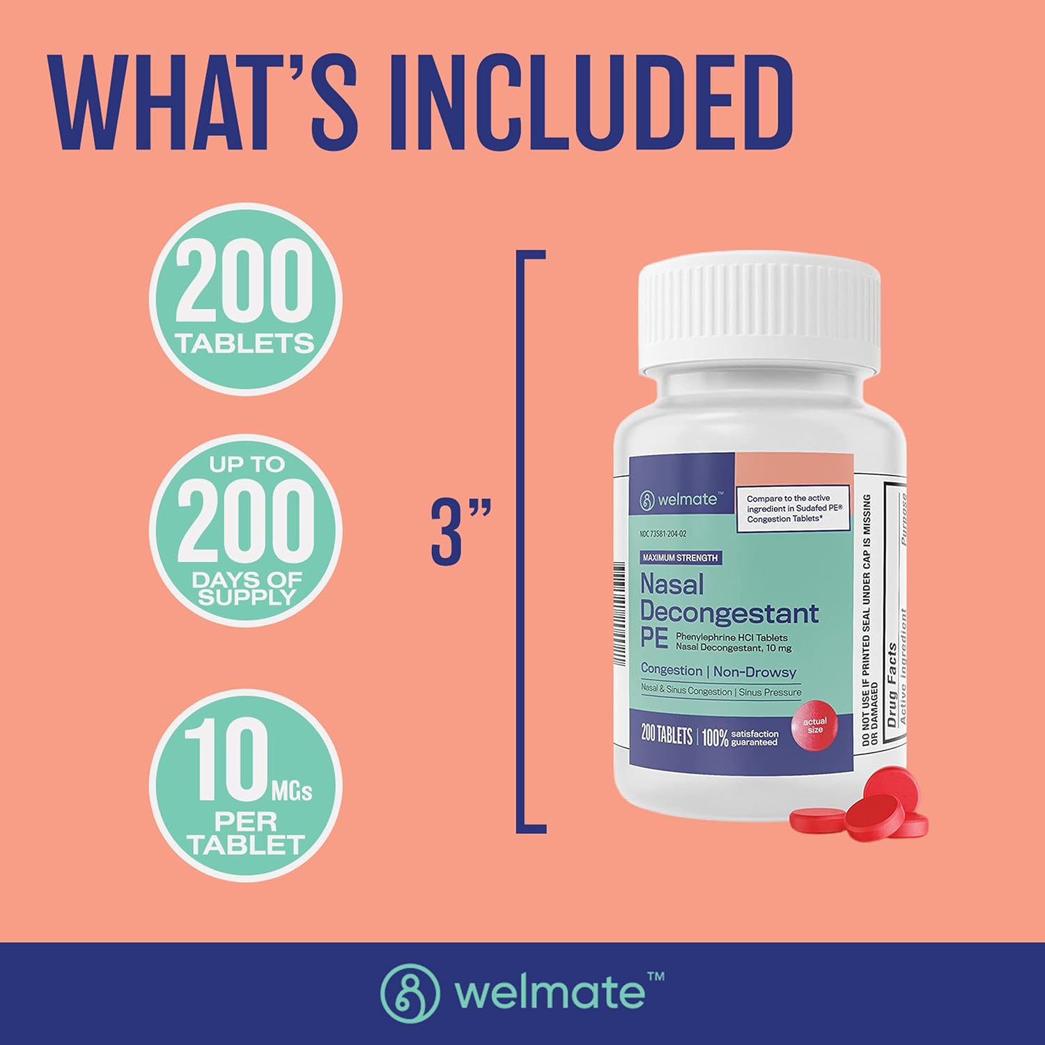WELMATE Respiratory Relief Bundle: Guaifenesin 600 Mg Mucus Relief (200 Bi-Layer Tablets) + Phenylephrine HCl 10 mg Nasal Decongestant PE (200 Tablets) Sinus, Cold & Allergy Support
