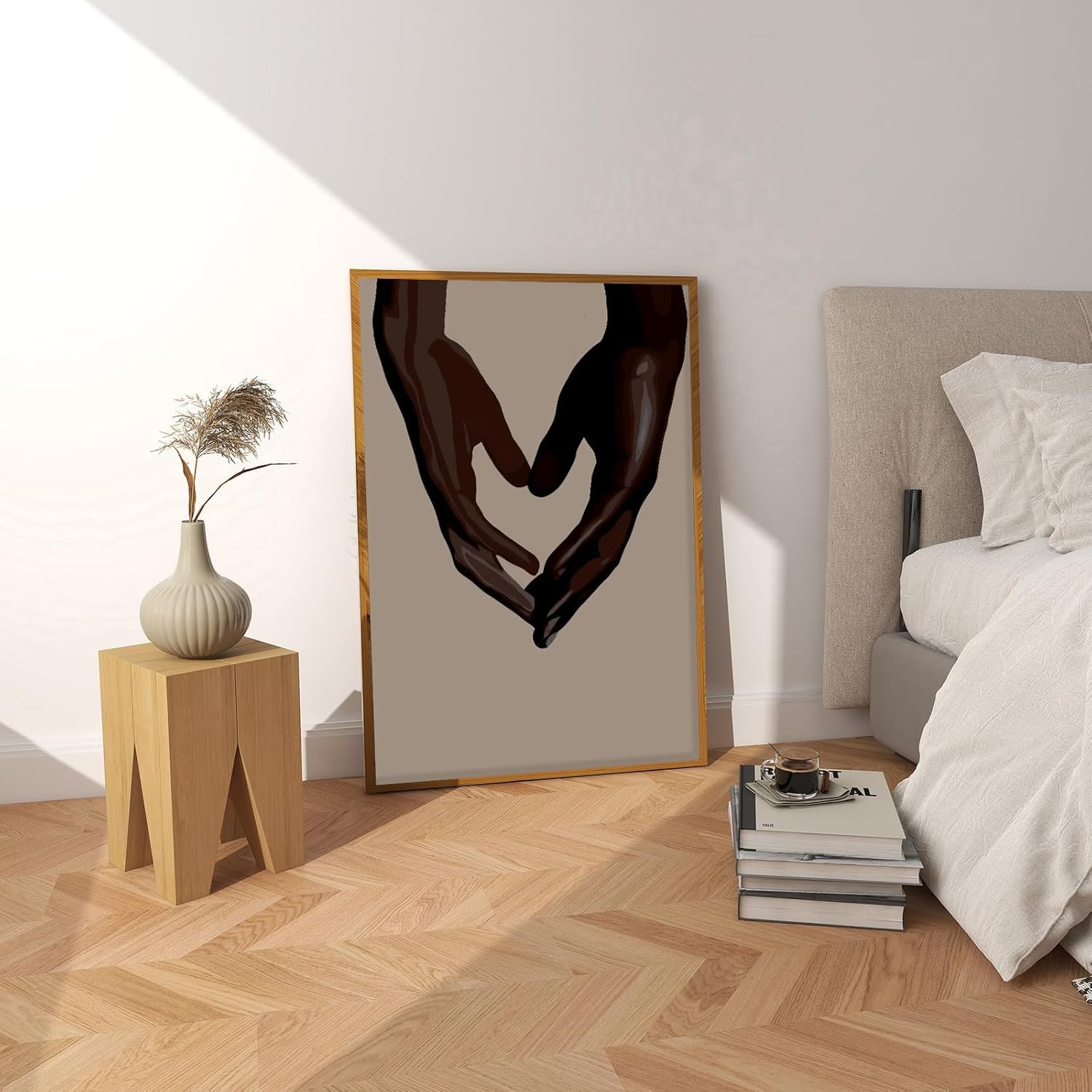Abstract Hands Wall Art Couple Picture Black Lovers Poster Black People Wall Art Holding Hands Heart Love Decor Afro Women Men Poster Print for Living Room Bedroom Home Office 16x24 Inch Unframed - Image 5
