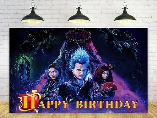 Telón de fondo de los descendientes para decoraciones de fiesta de cumpleaños, para decoración de mesa de tartas, pancarta temática de