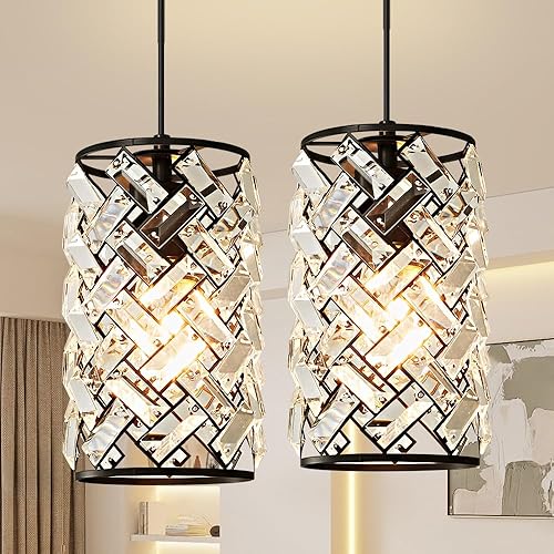 Miniatura 11 de Biewalk Lámparas Colgantes Doradas Modernas Lámparas Colgantes Doradas Candelabros de Cristal Lámpara Colgante Ajustable para Isla de Cocina Comedor