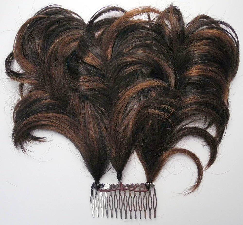 Mia Wavy Bendable Wire Comb Hairpiece - Dark Brown with Auburn Highlights #4/30