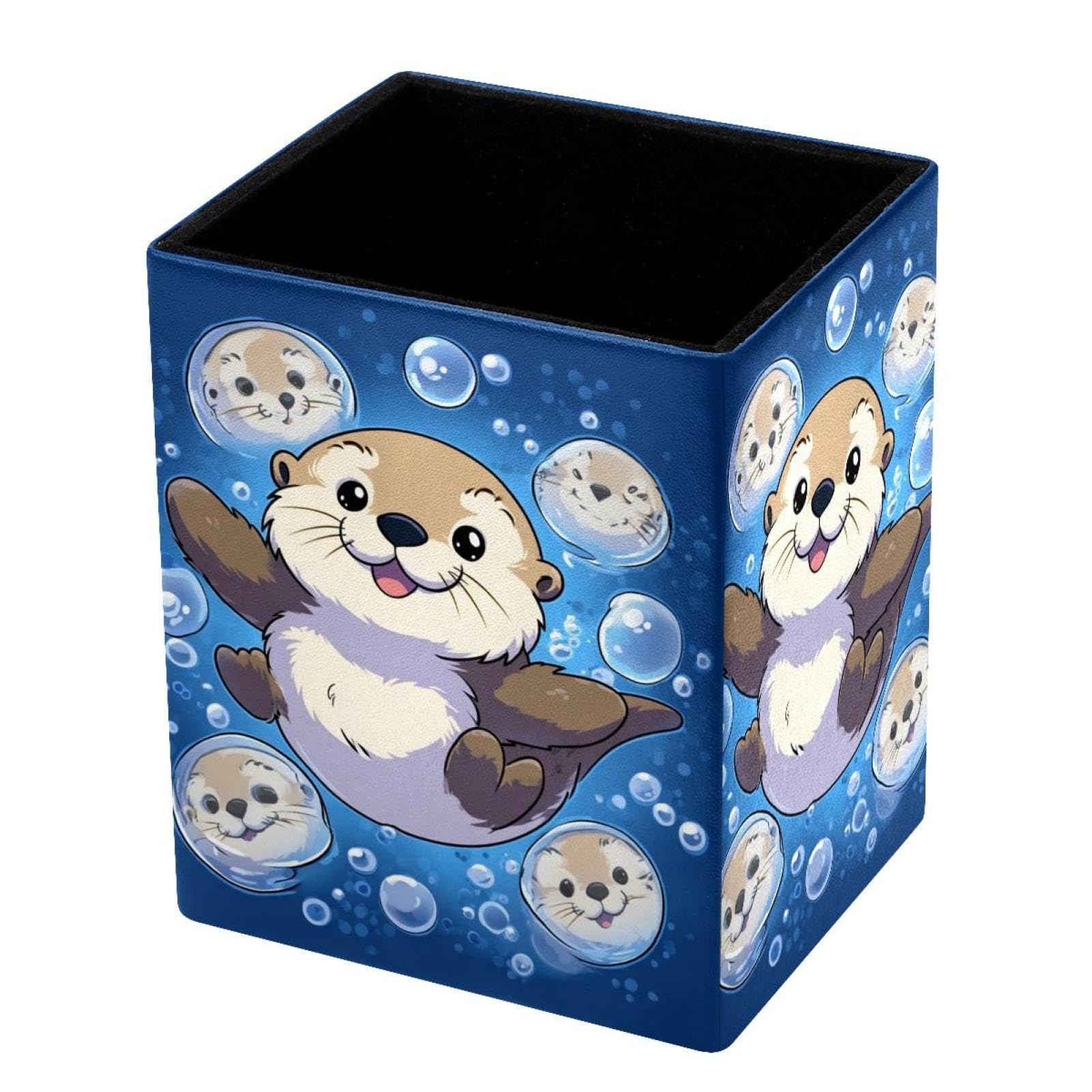 VAPOKF Pencil Holders for Desk, Cute Otter Printed Pen Holders Pen Pot Makeup Brushes Storage Desktop Stationery Supplies Organiser for Home Office