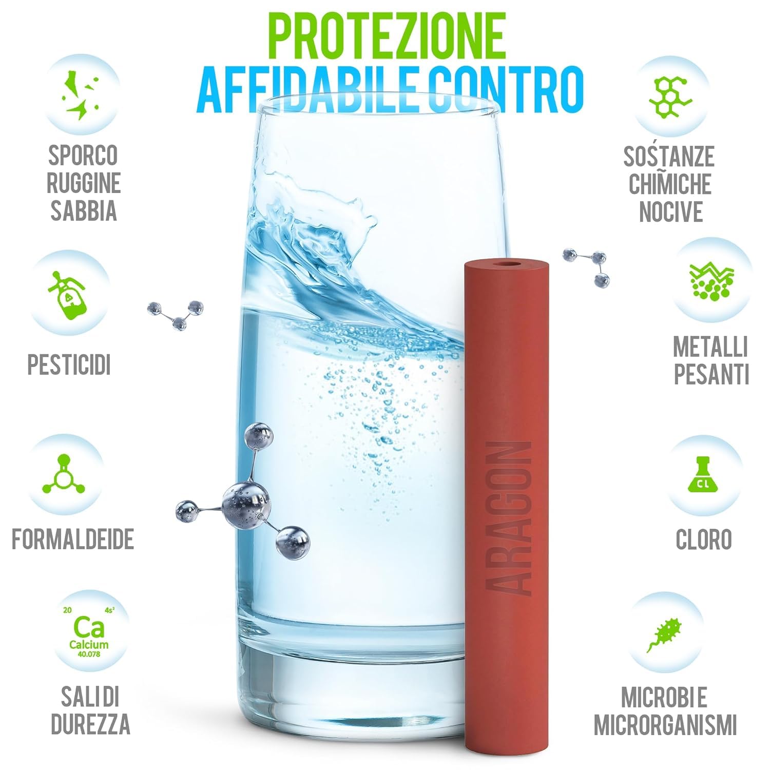 GEYSER EURO (3000L) Filtro acqua rubinetto con esclusivo sistema a cartuccia Aragón, riduce metalli, cloro, batteri e pesticidi, depuratore acqua domestico (1 Cartuccia Inclusa)