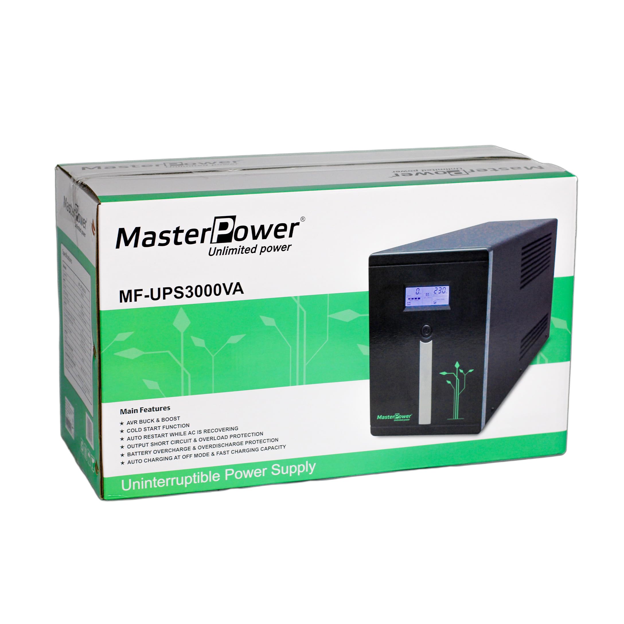 Master U-Power UPS 3000VA (1800W) Offline – Gruppo di Continuità con Protezione da Interruzioni e Sovratensioni – Ideale per PC, Server e Reti