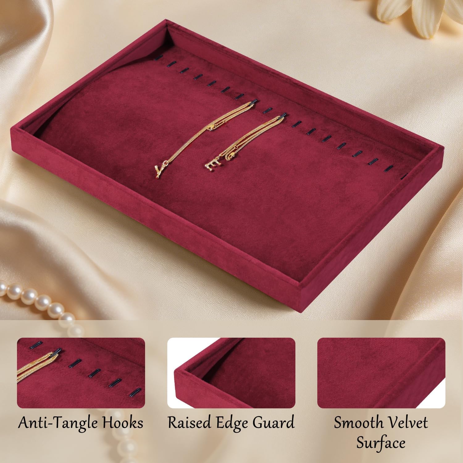 Stackable 18 Slot Jewelry Storage Tray for Bracelet Necklace Display image 4