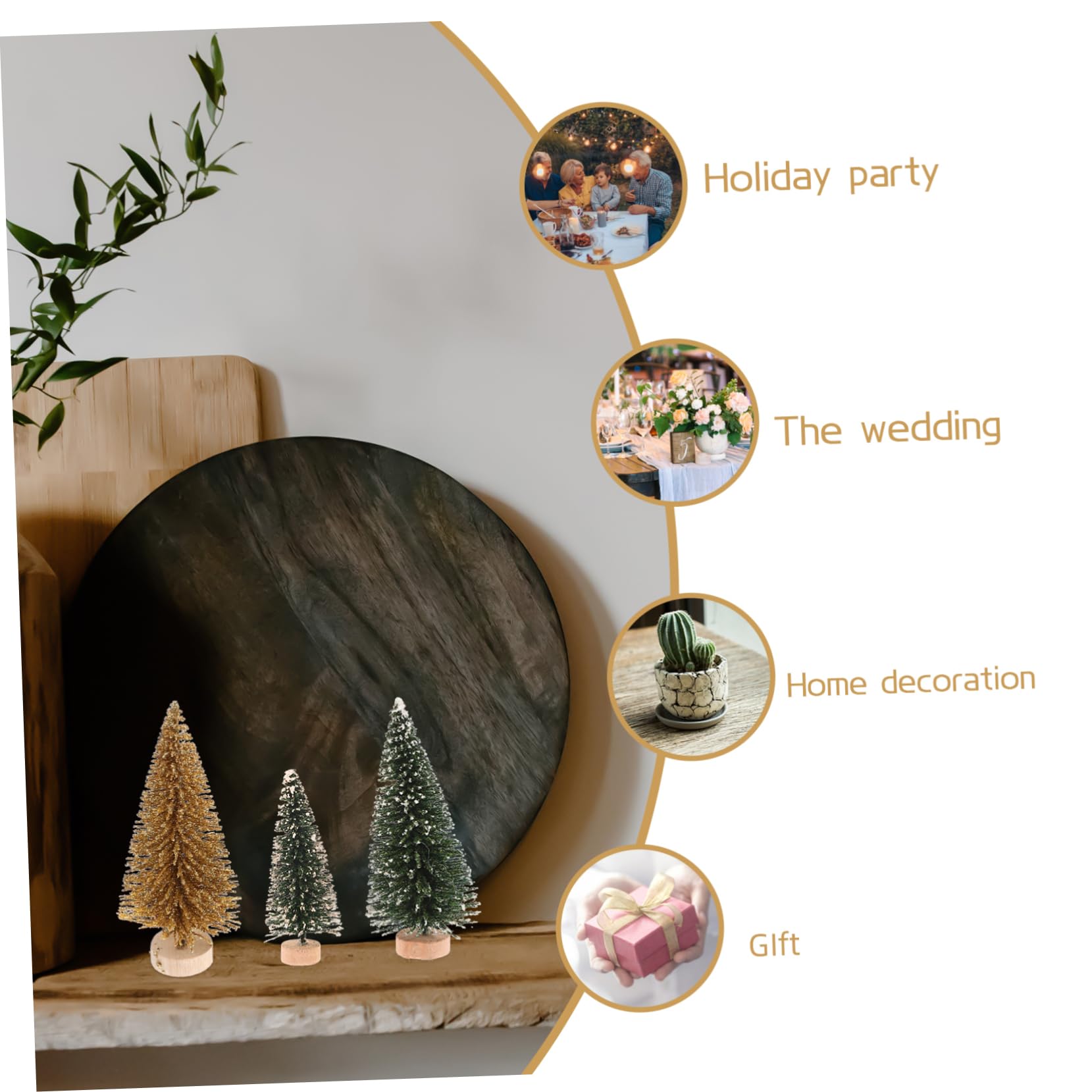 MAGICLULU 5 Set Micro Paesaggio Dell'albero Di Natale Adesivi Per Finestre Natalizie All'aperto Leggero Albero Di Natale in Feltro Per Alberi Decorazioni Seta Sisal Pvc 16 Pezzi * 5